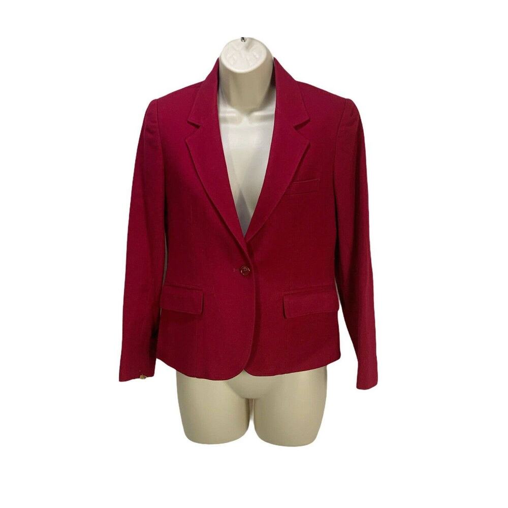 VTG Hyde Point Fashion Womens Blazer Petite Size 4P Red Wool Padded One Button